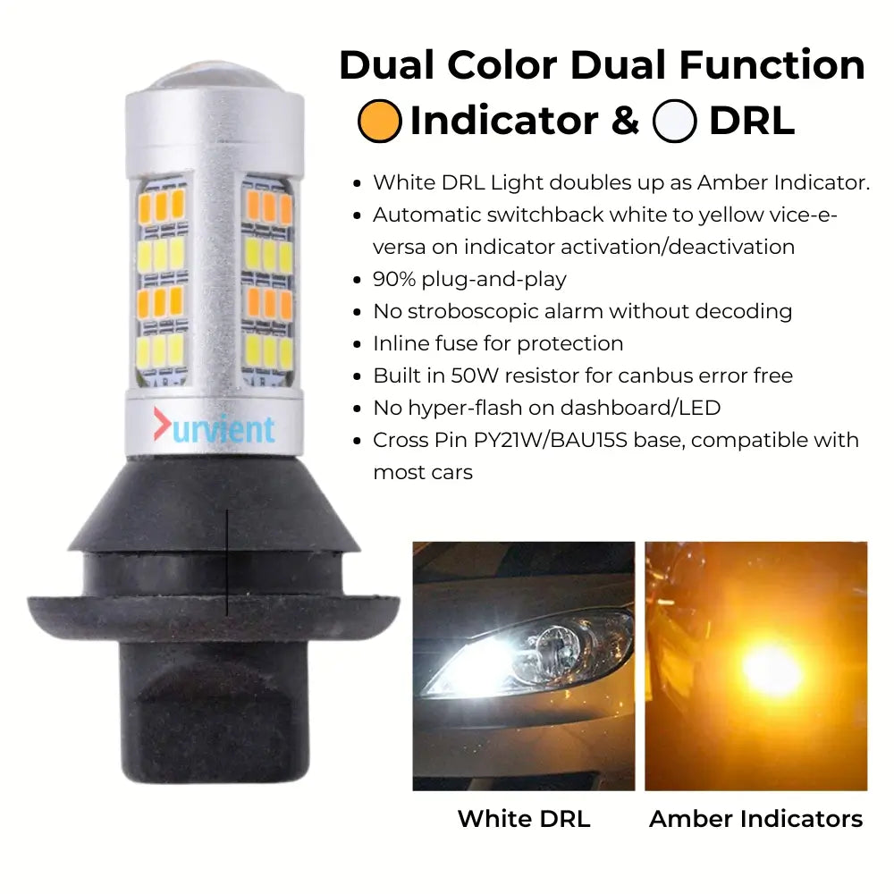 Switchback LED Automatic White DRL to Amber Indicator Operation Demonstration