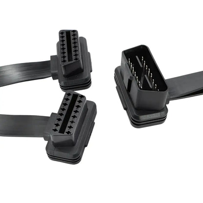 90-Degree Angled OBD2 Splitter Y-Cable (1 Male to 2 Female, 30cm)