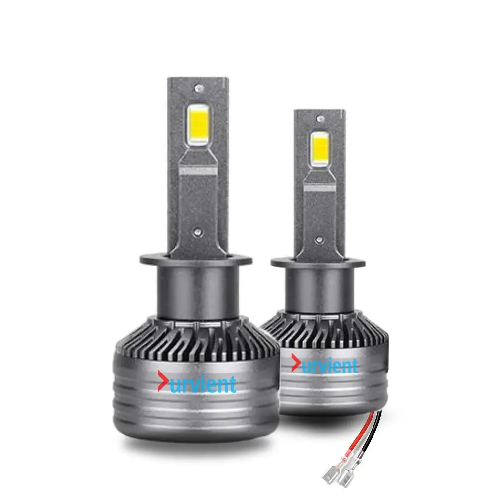 Durvient 130W H1 High-Performance LED Headlight Bulb Pair with Canbus Error-Free Driver and 1-Year Warranty