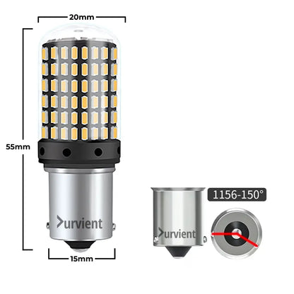 Canbus Error-Free 144-SMD PY21W BAU15S Amber LED Turn Signal Bulbs (Pair)