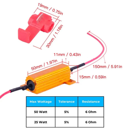 25W / 50W 6 Ohm Load Resistor for LED Hyperflash Correction