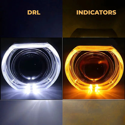 3-Inch Headlight Projector Shrouds with Integrated Angel Eye DRL (Pair)