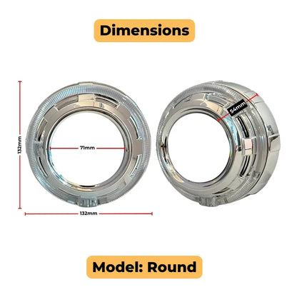 3-Inch Headlight Projector Shrouds with Integrated Angel Eye DRL (Pair)