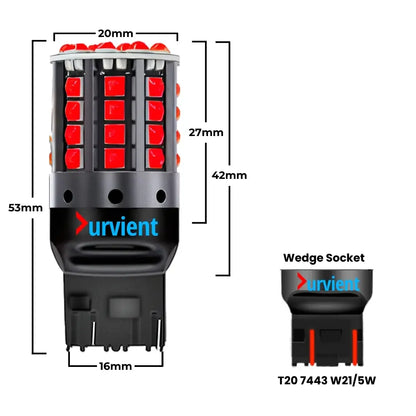 T20 7443 W21/5W Dual-Circuit LED Bulbs (Pair)