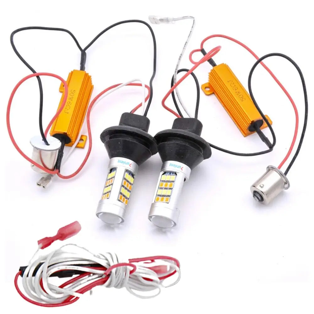 Switchback LED Bulb with 50W Golden Aluminum Canbus Resistor Harness