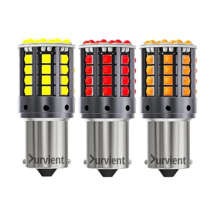 P21W BA15S Canbus Error-Free 44-SMD LED Bulbs in White, Red, and Amber (Pair)