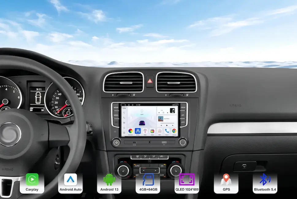 7 Inch Android Car Stereo with 4GB RAM for Volkswagen/Skoda - Supports Wireless