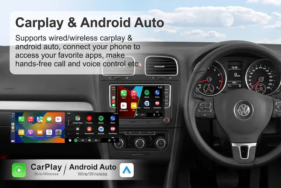 7 Inch Android Car Stereo with 4GB RAM for Volkswagen/Skoda - Supports Wireless