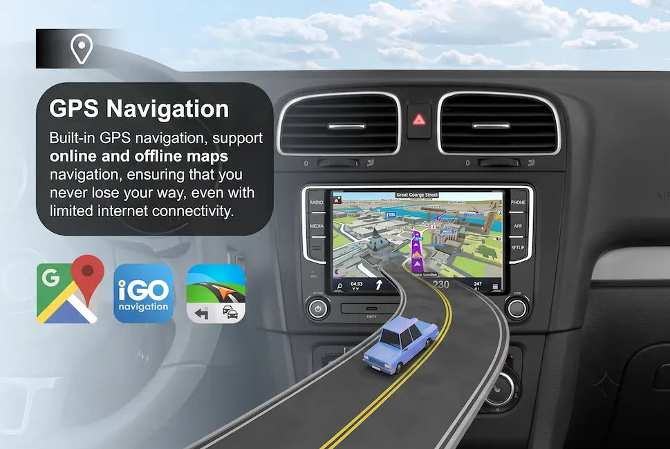 7 Inch Android Car Stereo with 4GB RAM for Volkswagen/Skoda - Supports Wireless