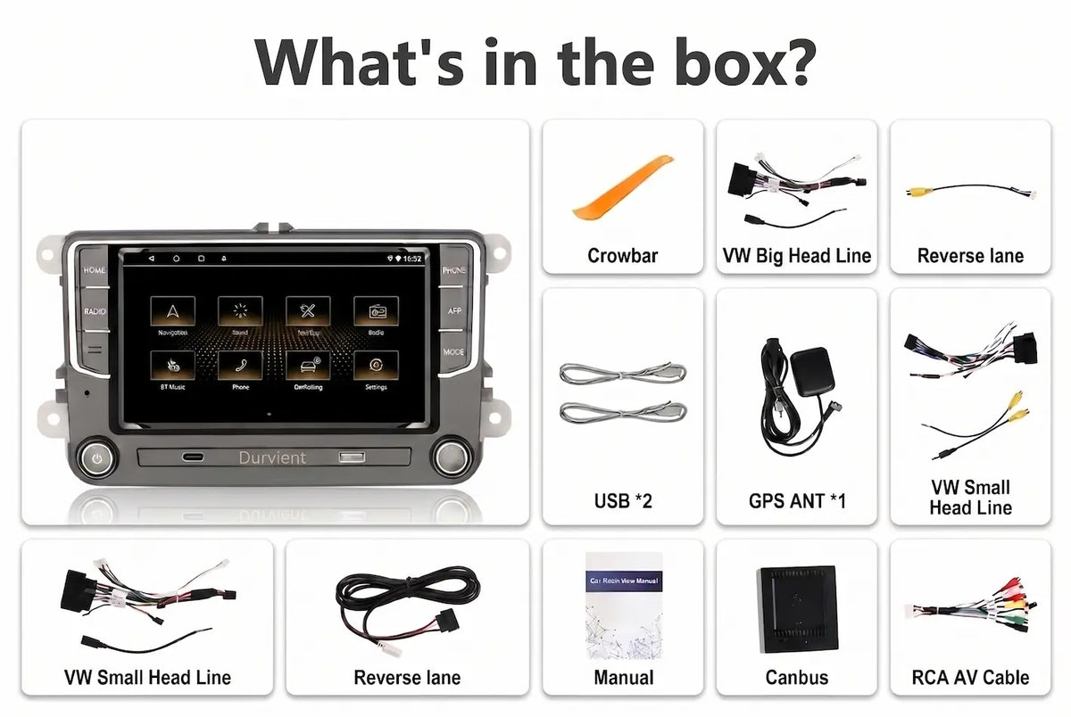 7 Inch Android Car Stereo with 4GB RAM for Volkswagen/Skoda - Supports Wireless
