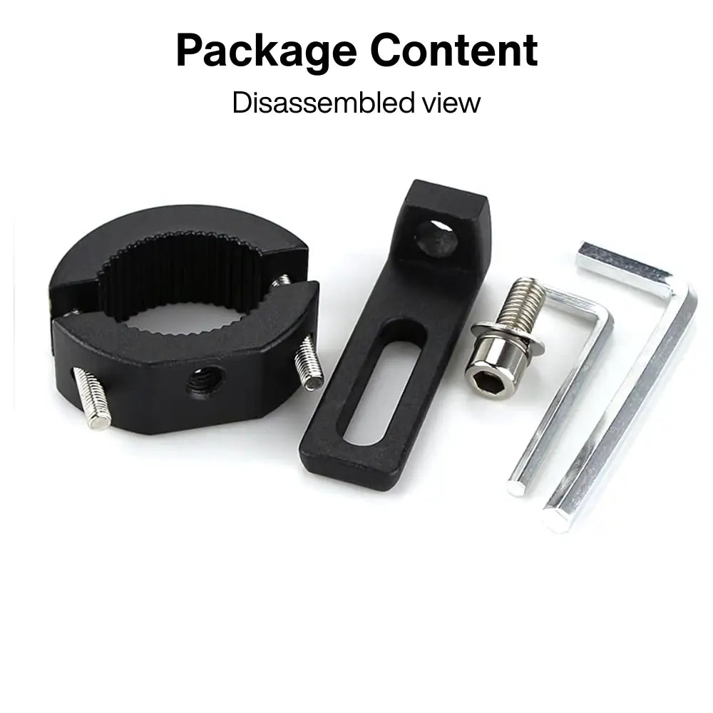 Disassembled bracket showing parts and components