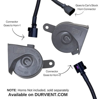 Illustration of how the horn connector enables single to dual horn