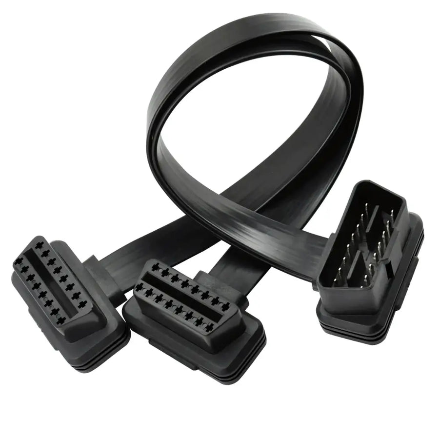 90-Degree Angled OBD2 Splitter Y-Cable (1 Male to 2 Female, 30cm)