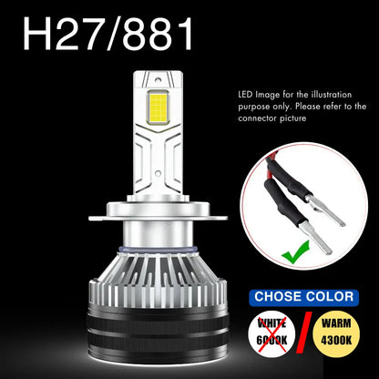150W High-Power LED Headlight Kit with CSP 4070 Chips (4300K Warm White / 6000K Pure White)