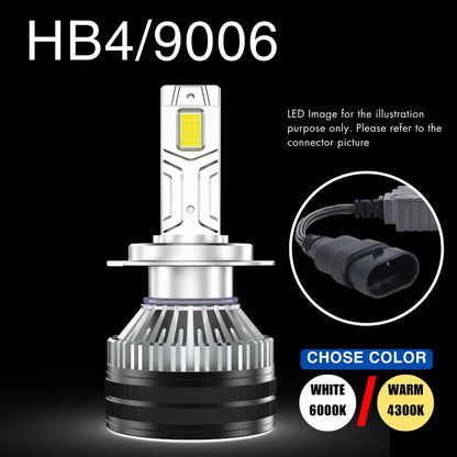 150W High-Power LED Headlight Kit with CSP 4070 Chips (4300K Warm White / 6000K Pure White)