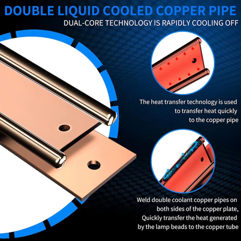 R23 warm white led Double copper pipe tube for efficient and rapid cooling