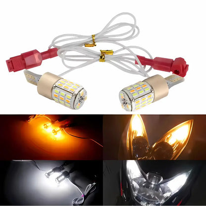 Dual Color T10 T15 LED Switchback Bulbs - Amber Turn Signal & White DRL (Pair)