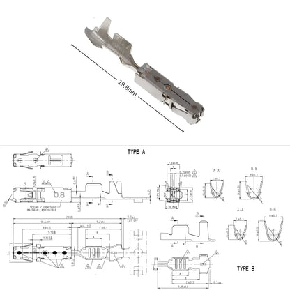 TE-1534334-1 BCM J519 T73a T73c pin terminal technical dimensions drawing