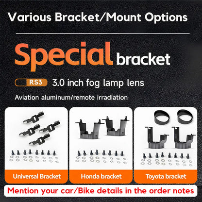 Various mounting bracket options available tri color 3 inch fog projector lamp