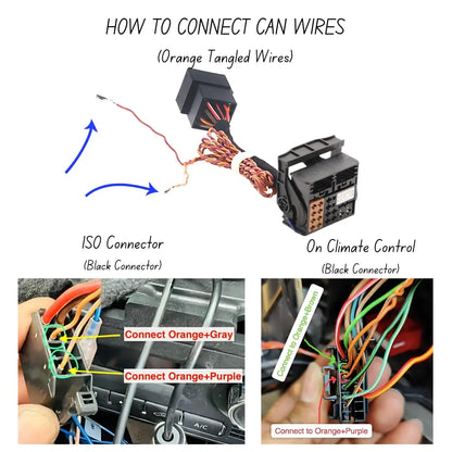 ISO to MQB Quadlock Conversion Cable Harness for VW & Skoda (RCD360 Pro, MIB)