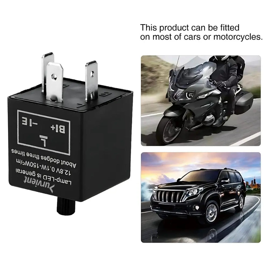 3-Pin Adjustable LED Indicator Flasher Relay (12V 0.1W-150W)