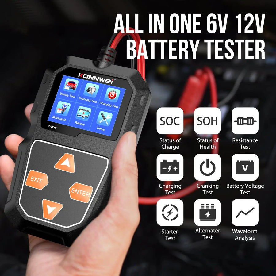 Konnwei KW218 6V & 12V Digital Car Battery Tester