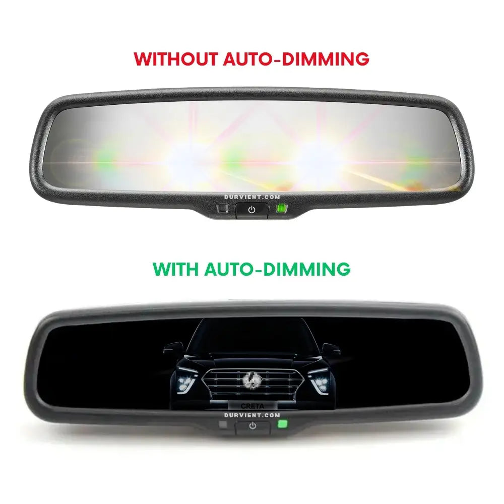Before and after effect of auto dimming irvm internal rear view mirror for cars