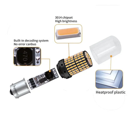 Canbus Error-Free 144-SMD PY21W BAU15S Amber LED Turn Signal Bulbs (Pair)