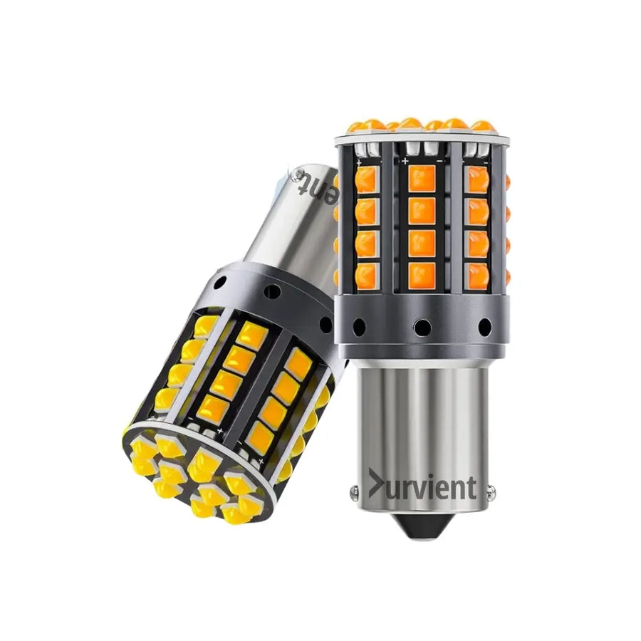PY21W BAU15S 150 Degree Cross Pin Amber LED Turn Signal Indicator Bulb Pair