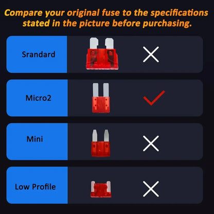 Micro2 & Blade Fuse Assortment Kit for Automotive Electricals (10 Pcs)
