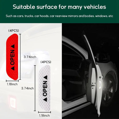 High-Visibility Car Door Open Warning Reflective Stickers (4 Pcs)