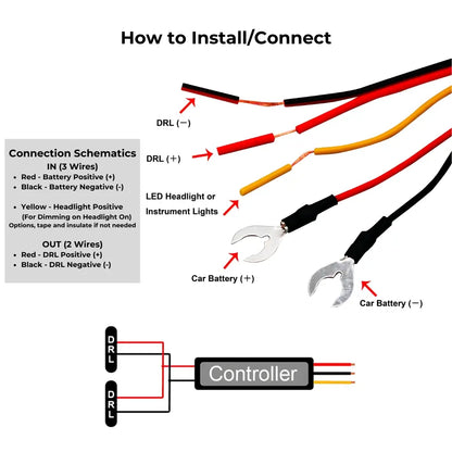 Smart Automatic LED DRL Controller Relay Harness (12V 18W)