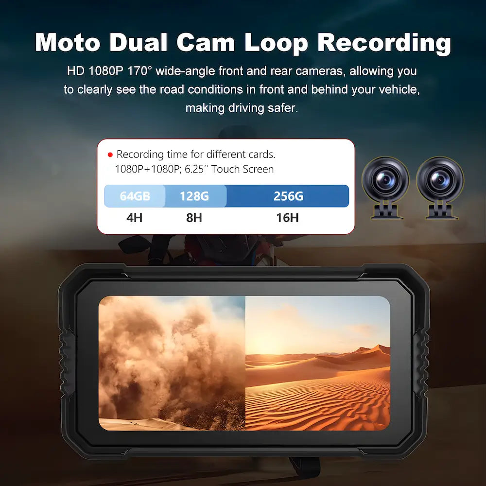 dual dashcam 1080p hd recording 170 degree wide angle front and rear camera