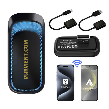 2-in-1 Concealed Wireless CarPlay Android Auto Adapter Flushed USB