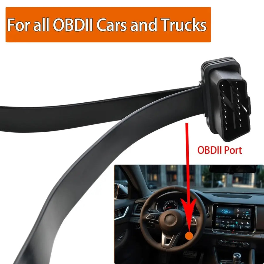 90-Degree Angled OBD2 Splitter Y-Cable (1 Male to 2 Female, 30cm)