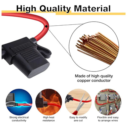 Waterproof In-Line ATC/ATO Blade Fuse Holder with 16 AWG Wire