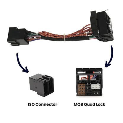 ISO to MQB Quadlock Conversion Cable Harness for VW & Skoda (RCD360 Pro, MIB)