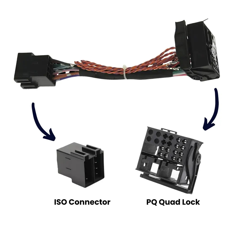 Dual 8-Pin Female ISO Audio and Power Connectors with Solid Locking Tabs