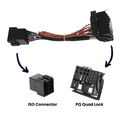 Dual 8-Pin Female ISO Audio and Power Connectors with Solid Locking Tabs