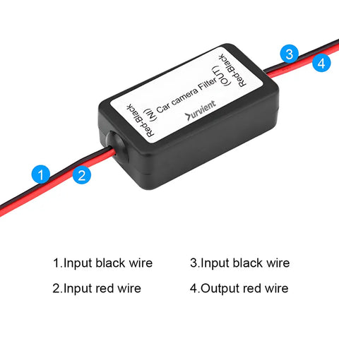 12V DC Power Relay Filter Rearview Backup Camera Rectifier