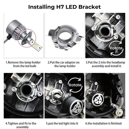 H7 LED Headlight Bulb Retainer Bracket Adapters for VW, Skoda, BMW & Mercedes