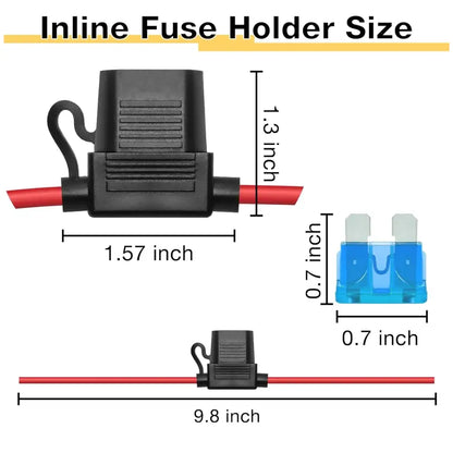 Waterproof In-Line ATC/ATO Blade Fuse Holder with 16 AWG Wire