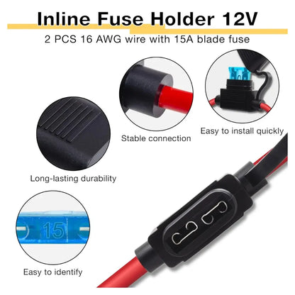Waterproof In-Line ATC/ATO Blade Fuse Holder with 16 AWG Wire
