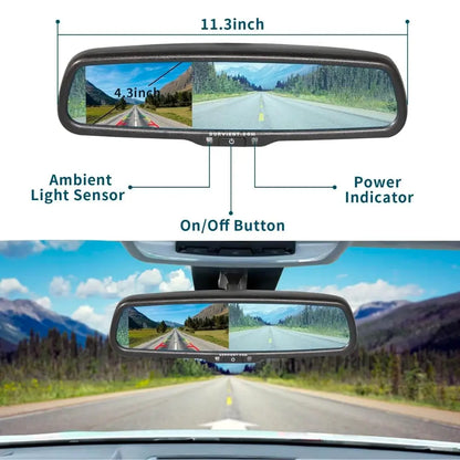 Anti-Glare IRVM Rear View Mirror Reverse Camera Kit