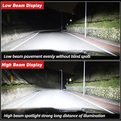 130 Watt 11,000 Lumens Pure White 6000K Night Driving Road Illumination Comparison