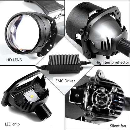 2.5-Inch Bi-LED Headlight Projector Lens (Set of 2)