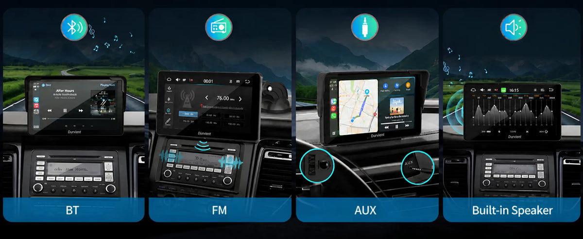 7" Portable Wireless Apple CarPlay & Android Auto Touchscreen Car Display