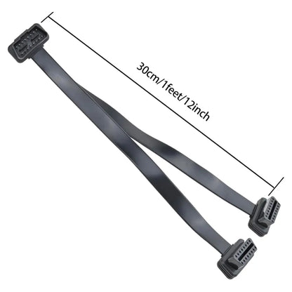 90-Degree Angled OBD2 Splitter Y-Cable (1 Male to 2 Female, 30cm)