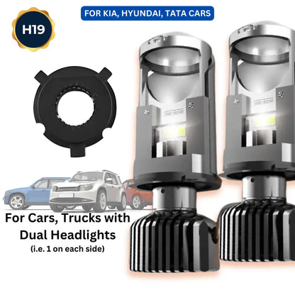 H4 / H19 Bi-LED Mini Projector Headlight Bulbs (35W, RHD)