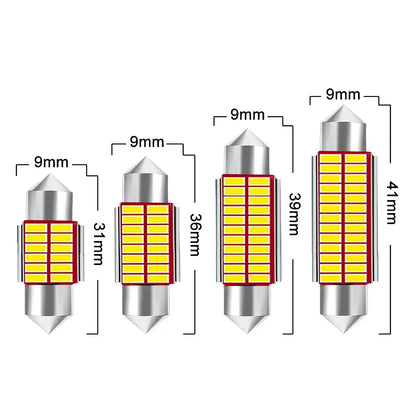 Festoon LED Size Comparison Chart for 31mm 36mm 38mm 39mm and 41mm Bulbs